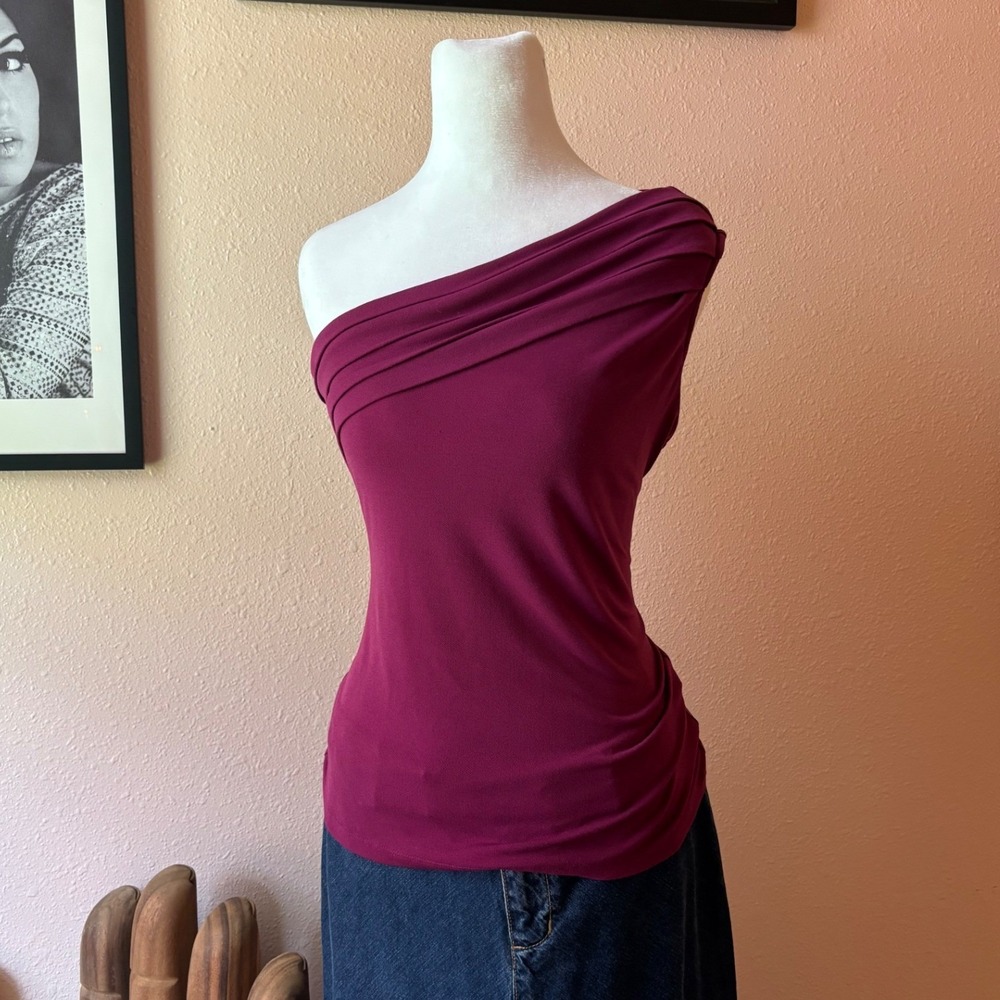 Y2K Plum Chic One Shoulder Blouse
